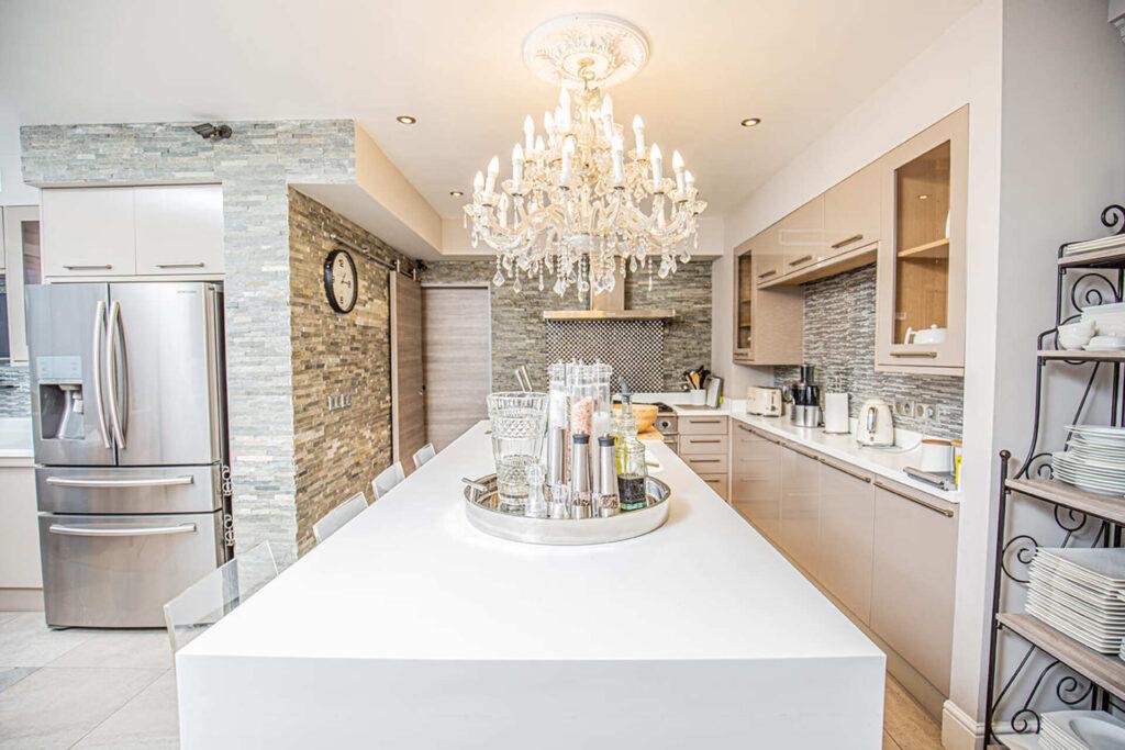 Luxury interior living room/kitchen/dining room at Villa Cap Élan, Cap d'Antibes