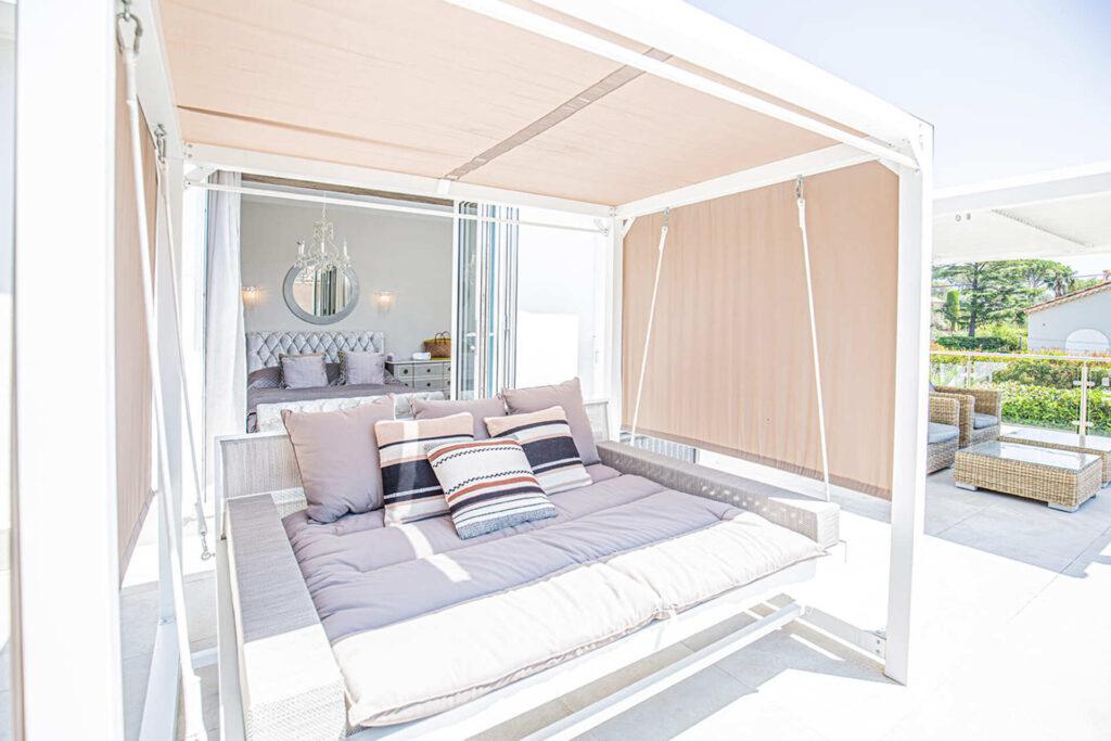 Luxury interior bedroom at Villa Cap Élan, Cap d'Antibes