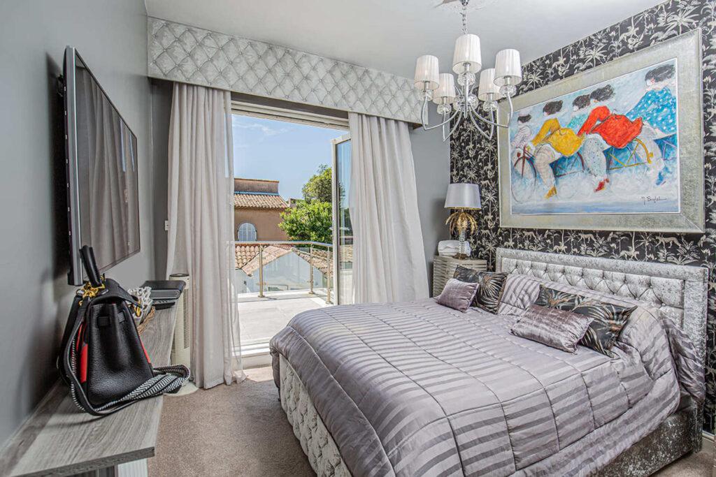 Luxury interior bedroom at Villa Cap Élan, Cap d'Antibes