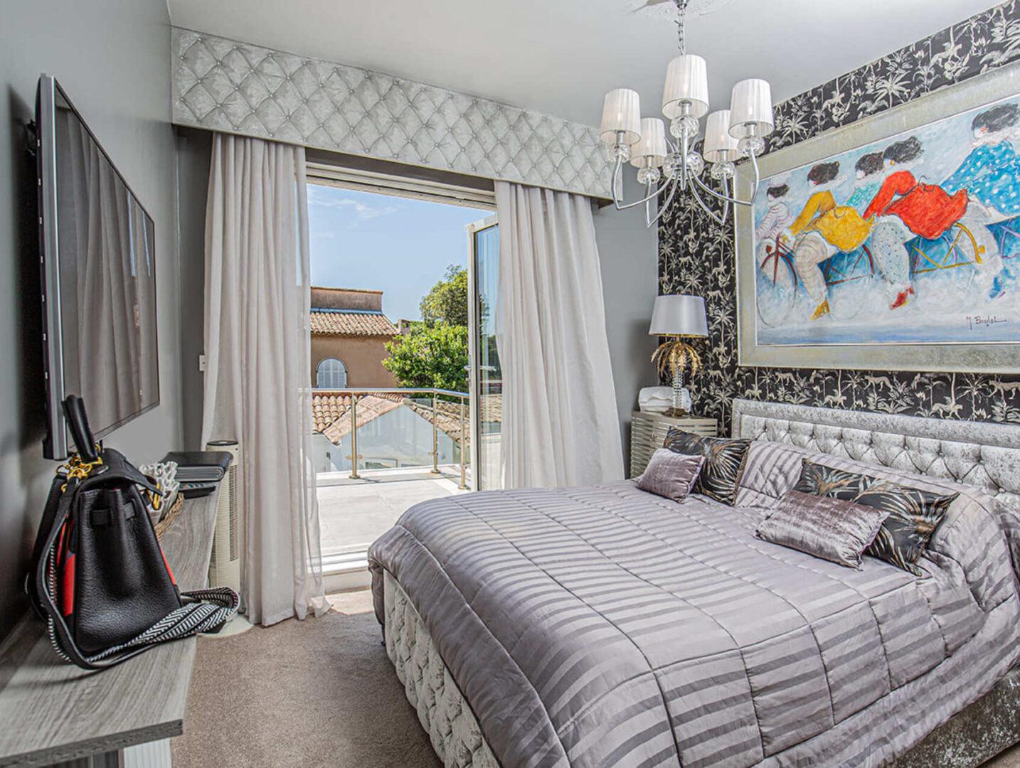 Luxury interior bedroom at Villa Cap Élan, Cap d'Antibes