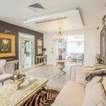 Luxury interior living room/kitchen/dining room at Villa Cap Élan, Cap d'Antibes