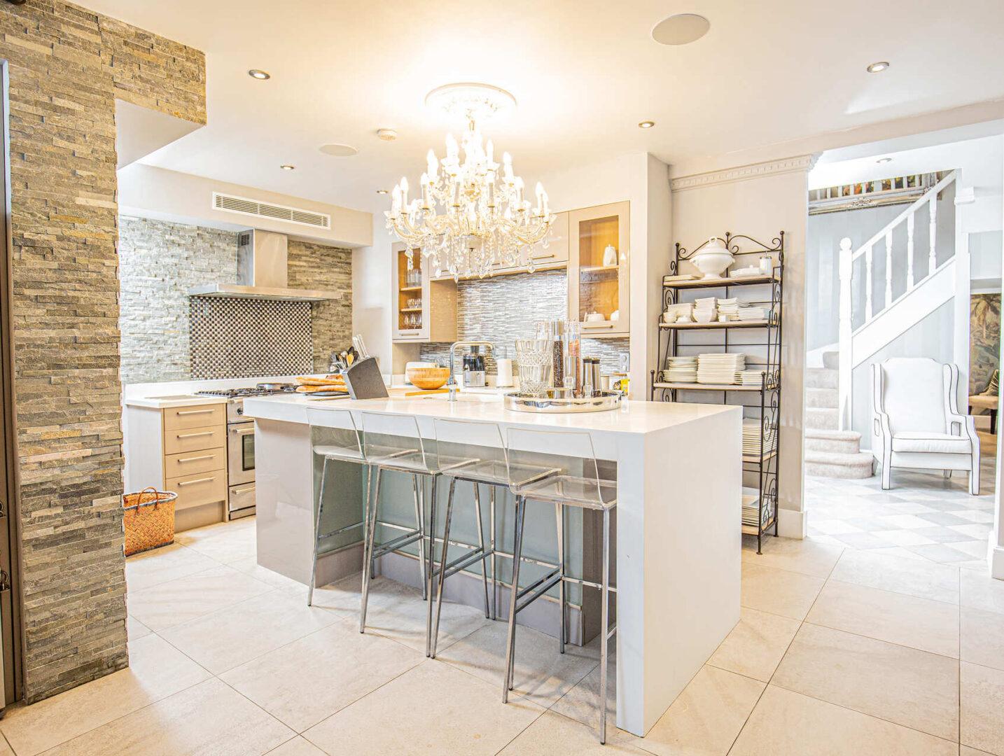 Luxury interior living room/kitchen/dining room at Villa Cap Élan, Cap d'Antibes