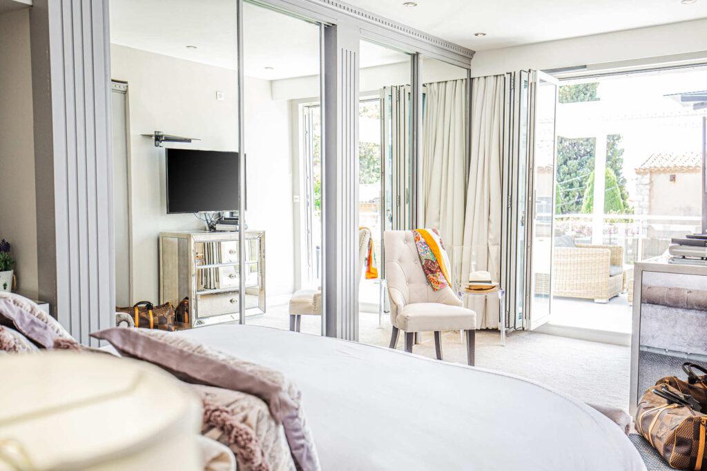Luxury interior bedroom at Villa Cap Élan, Cap d'Antibes