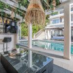 Outdoor lounge area and heated pool at Villa Cap Élan, Cap d'Antibes, Côte d'Azur