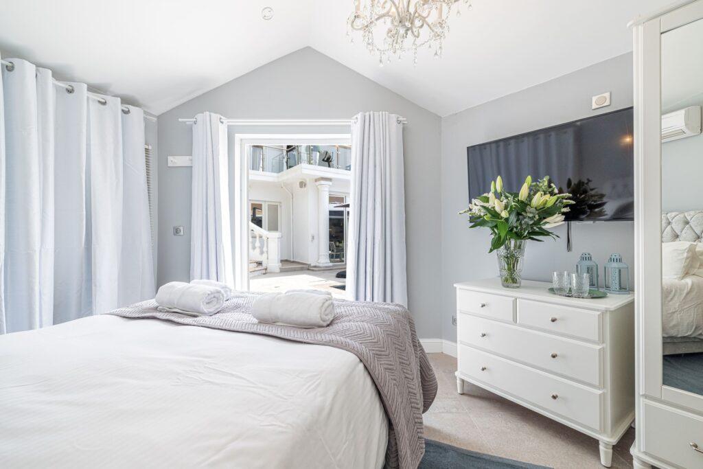 Luxury interior bedroom at Villa Cap Élan, Cap d'Antibes