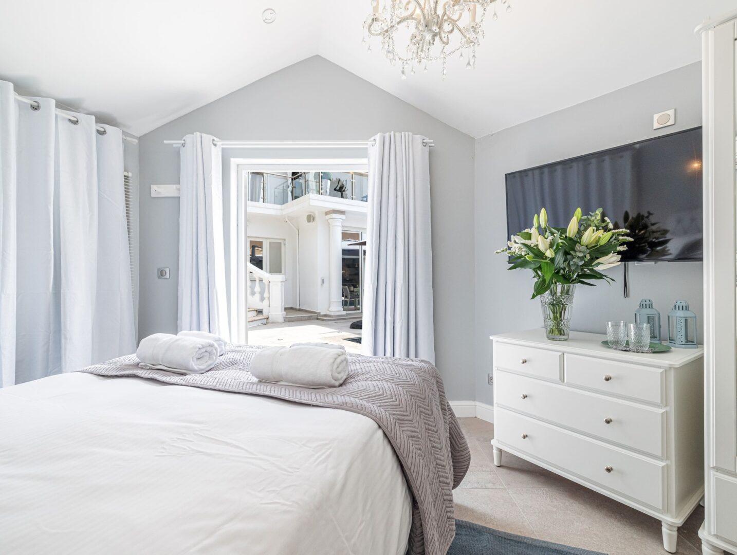 Luxury interior bedroom at Villa Cap Élan, Cap d'Antibes