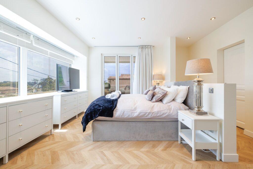 Luxury interior bedroom at Villa Cap Élan, Cap d'Antibes