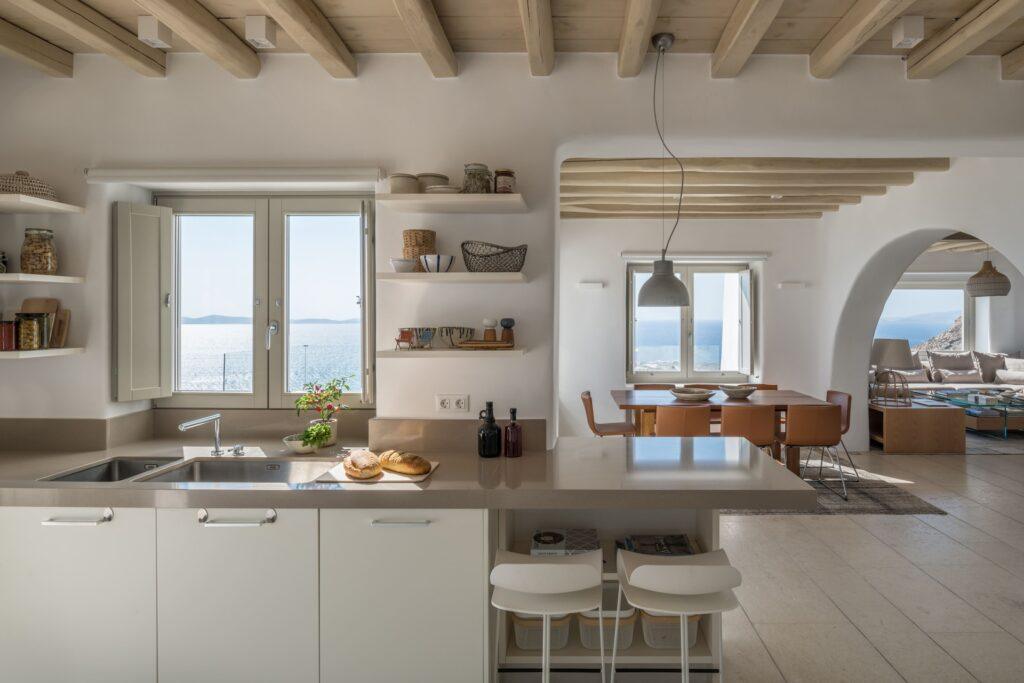 fully equipped kitchen at Villa Nema, 8-bedroom luxury villa Mykonos