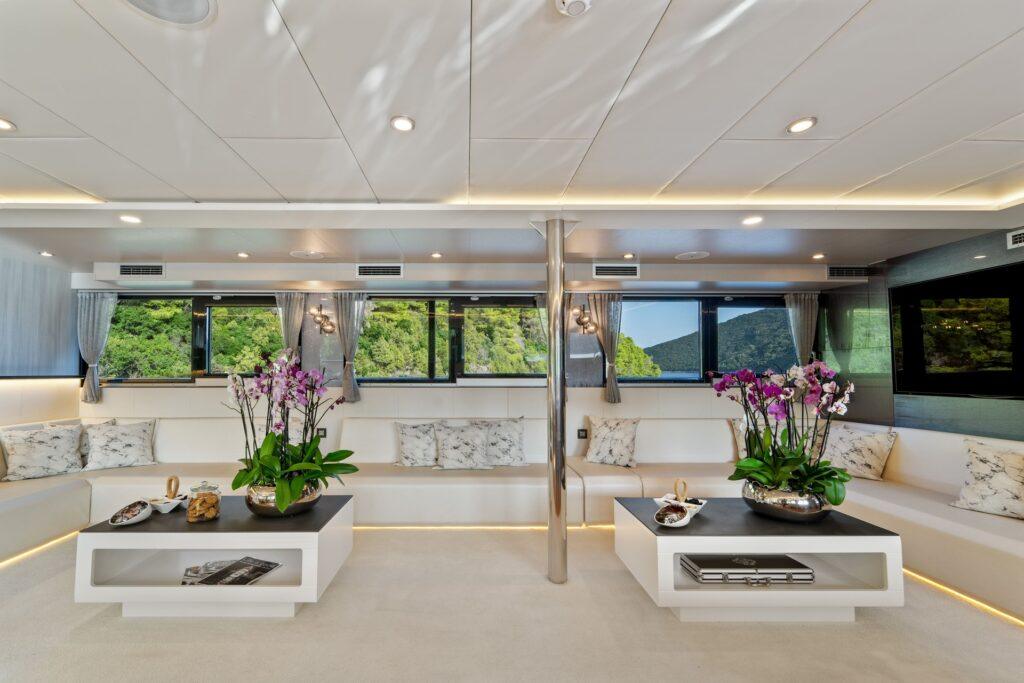 Free Spirit piano salon formal dining 24 guests Croatia superyacht