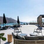 custom wooden firepit canopy at Vos Estate, luxury villa Mykonos